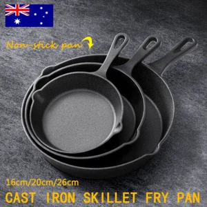 Non Stick Frying Pan 3-Piece Set Cast Iron Steak Skillet Cookware Cook Frypan AU - Picture 1 of 11