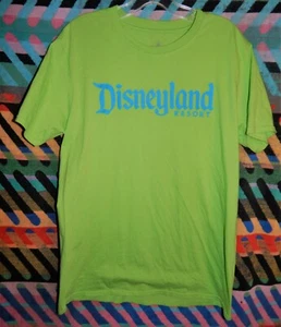 Disneyland Resort T-Shirt Size L/44" chest Neon Lime Green Turquoise logo - Picture 1 of 3