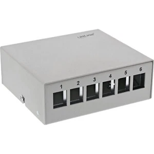 InLine® Patchfeld-Dose Aufputz für 6x Keystone RJ45, Metall, lichtgrau RAL7035 - Bild 1 von 3