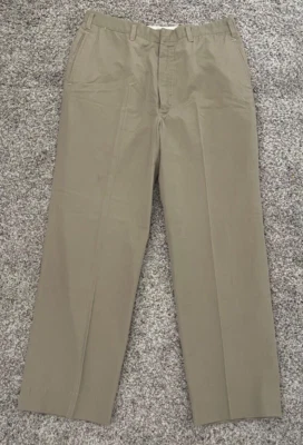 Khaki Uniform Pants Men's 33 x 27 Tan Pleated Front Belt Loops Pockets - Image 1 of 4