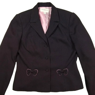 Blazer corporativo Liz Claiborne lazos L 12 rosa negro lunares traje vintage años 90 Foto 1 de 4