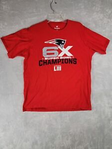 New England Patriots Tee Shirt NFL Majestic Mens Large 6X Super Bowl Champs 