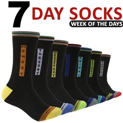 Herrensocken 7 Paar Wochentage lässig reich an Baumwolle Wochentag UK-Größe 6-11 - Bild 1 von 4