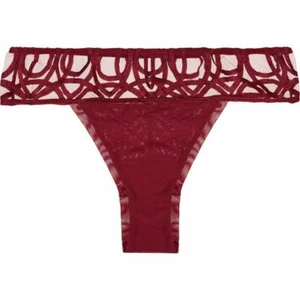 $185 LA PERLA CLARET CIRCLES Embroidered Stretch-Tulle BRIEF USA-S IT-2 UK-12 - Picture 1 of 9