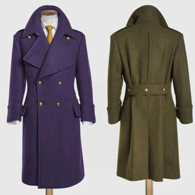 Men's Wool Long Overcoats Double Breasted Business Casual Winter Outerwear Coats - Image 1 of 4
