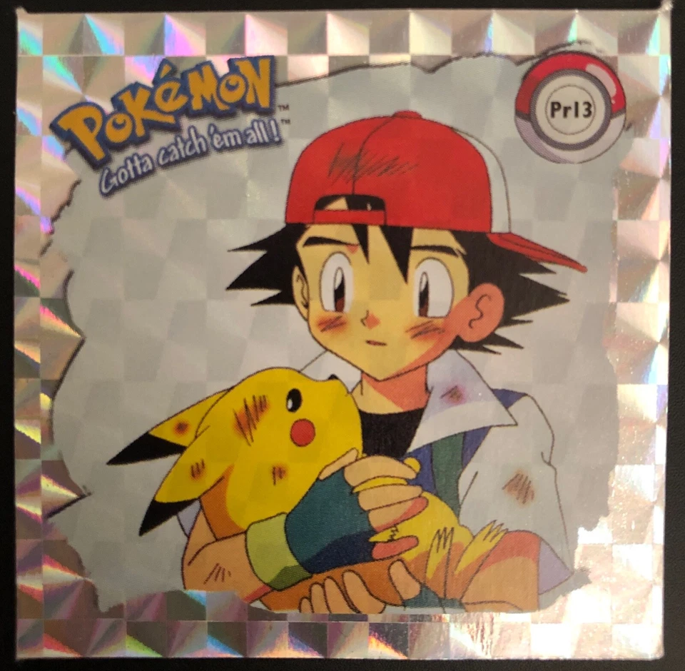 Carte Pokémon PIKACHU ASH PR13 PRISM HOLO English Card Artbox 1999 STICKER NEUF - Photo 1/1