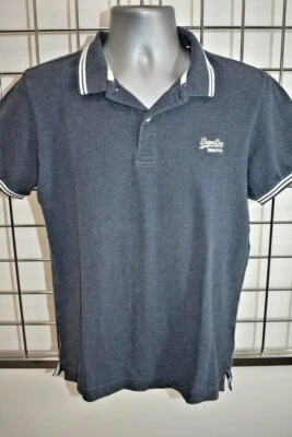 SUPER DRY JAPAN GRAYISH BLUE COTTON MEN'S POLO SHIRT SIZE LARGE ON SALE NS - Image 1 of 4