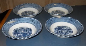 4 CURRIER & IVES ROYAL CHINA BLUE WHITE 5 3/4" BOWLS FRUITS SOUP CEREAL - Picture 1 of 6