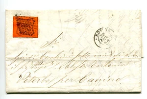 Pontificio - 10 c. vermiglio arancio isolato su lettera da Roma a Vite - Picture 1 of 1