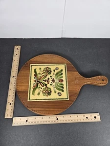 Vintage HW Handgeschnitzt Wooden design cutting Serving board ceramic Swiss 1971 - Picture 1 of 12