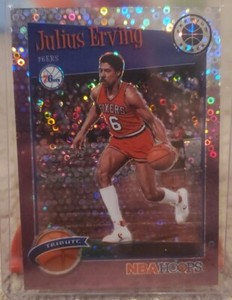 2019-20 NBA Hoops Premium Stock Purple Disco Prizm Julius Erving Tribute