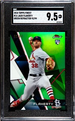 2018 Finest Green Refractor #14 Jack Flaherty RC #/99 SGC 9.5 Mint Plus - Image 1 of 2