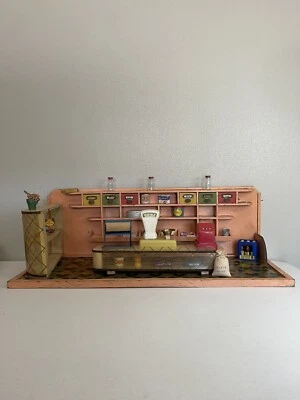 Немецкая антикварная коробка для кукольной комнаты универсальный магазин пекарня торговый магазин - Изображение 1 из 4