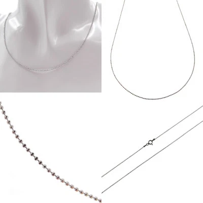 Collana argento 925 catena catenina lunga in palline diamantate da uomo e donna - Immagine 1 di 4