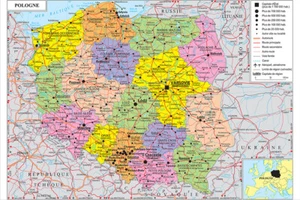 Verwaltungskarte Polen Detail Poster Deko Wandtafel Reise A1 A2 - Bild 1 von 11