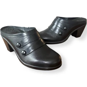 Dansko Blake Leather Double Button Slip On Mules Clog Heel Shoes Women's Size 38 - Picture 1 of 18