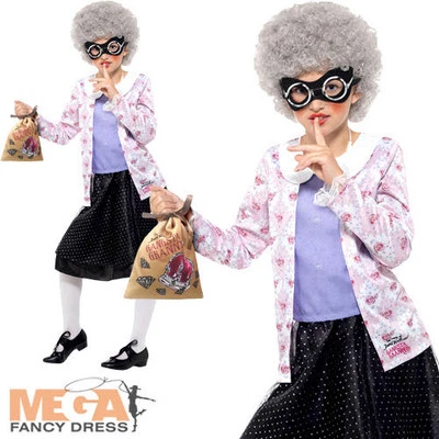 David Walliams Deluxe Gangsta Granny Girls Fancy Dress Book Day Childs Costume - Image 1 of 3
