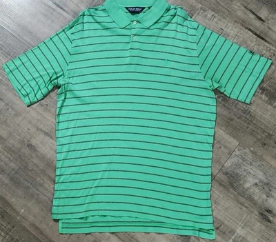 Polo Golf Ralph Lauren Green Striped Large 100% Pima Cotton Golf Classic Shirt - Image 1 of 4