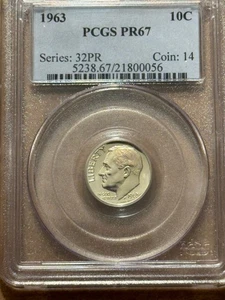 1963 PP Roosevelt Dime PCGS PR67 - Bild 1 von 2