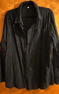 Fashion Women's Top Sz XL   Eyelet Black - Picture 1 of 4