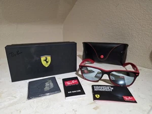 Ray Ban RB2132M Scuderia Ferrari Matte Black on Red Mirror Lenses 55mm - Picture 1 of 12