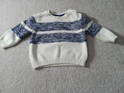 Suéter Baby Gap 12-18 meses azul avena a rayas cuello redondo Foto 1 de 4