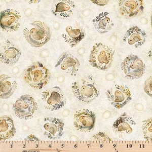 Baumwollschwänze Creme Küken werfen Baumwollstoff 30082 E Meterware - Bild 1 von 2