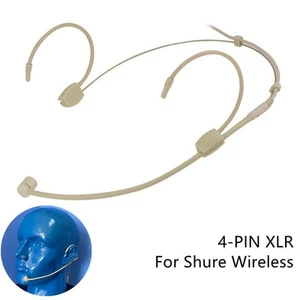 Beige XLR 4PIN Headworn Microphone for Shure Wireless Noise Cancelling - Picture 1 of 12