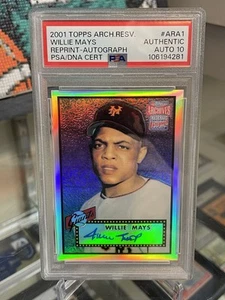 Willie Mays AUTO - 2001 Topps Archives Reserve 1952 RP PSA/DNA 10 Autograph! HOF - Picture 1 of 5