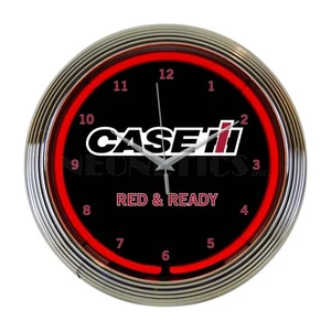 Case IH Red & Ready Neon Advertising Clock, 8CaseC - Picture 1 of 2