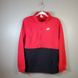 Nike Sportswear Big Kids XL+ Red & Black Colorblock Fleece 1/2-Zip Sweatshirt - Picture 1 of 6