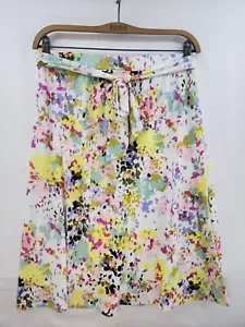 Melissa Paige A-Line Skirt w/ Belt Women's Sz Med Speckle Yellow Pink Mint White - Picture 1 of 3