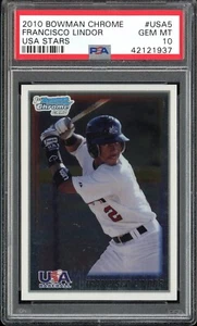 FRANCISCO LINDOR 2010 BOWMAN CHROME USA STARS #USA5 PSA RC 10 GEM MINT - Picture 1 of 2