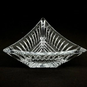 Striking Celebration Crystal Triangular Bowl - Candy Dish 8" x 4", Tiny Chip - Picture 1 of 9