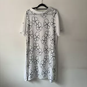 Lungo L’arno Made In Italy White & Navy Linen Blend Dress Size 1X 48 Inch Bust - Picture 1 of 6
