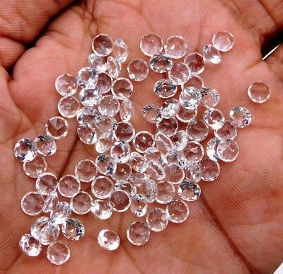 Lote de 4 mm de piedras preciosas sueltas de topacio blanco natural corte redondo para hacer joyas P-1500 Foto 1 de 2