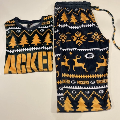 NFL Team Apparel Green Bay Packers L/S Pajama Set Green/Yellow Cover