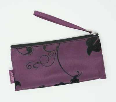 Esprit Tasche Stifte Makeup lila schwarz Stifteetui Täschchen Zipper Mappe flora - Bild 1 von 4