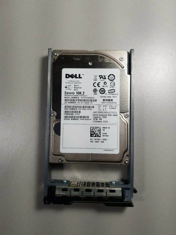 ST973402SS, PN 9F4066-043, FW S229, Dell 73GB SAS 2.5 Hard Drive + tray - Image 1 of 4