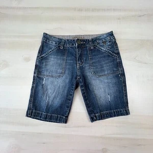 Arizona Womens Jean Shorts 3 Juniors Bermuda Medium Wash Denim Low Rise - Picture 1 of 11