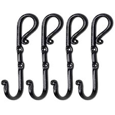 HB Wall Mounted Coat Hook, 4 - Pack Wrought Iron Vintage Decorative Black Coat H