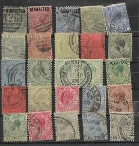 BRITISH GIBRALTAR Lot of 25 Different Old Stamps VF - Picture 1 of 1