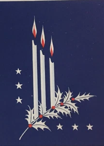 Vintage Christmas Card Lot Holly Stars Patriotic Candles NOS 25 Cards Envelopes - Picture 1 of 3