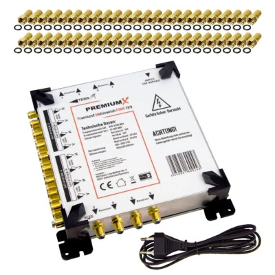 PremiumX Multischalter 17/8 SAT Multiswitch 4 Satelliten 8 Teilnehmer F-Stecker - Bild 1 von 4
