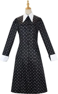 Wednesday Costume Dress Long Sleeve Girls Dresses Cosplay Costume, Large (140cm) - Picture 1 of 5
