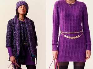 NEW $3500 CHANEL 23B PURPLE CASHMERE WOOL KNIT SWEATER MINI DRESS  34 - Picture 1 of 20