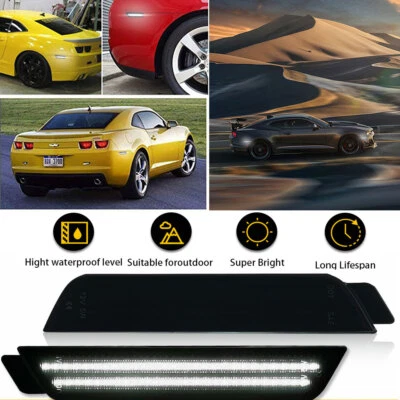 2X Carcasa de luces de señalización laterales traseras con lente ahumada para Chevy Camaro 2010-2015 blanco Foto 1 de 4