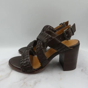 Lucky Brand Shoes Womens 5.5 M Brown Leather Block Heel Sandals Dabene - Picture 1 of 14