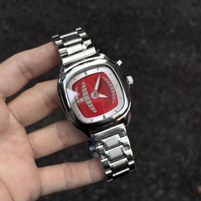 New Y2K Stainless Steel Watch Animated Display Digital Watch - Red - Image 1 of 4