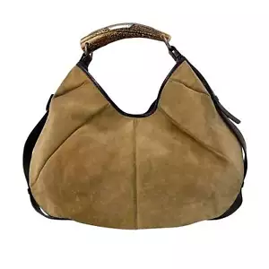 SAINT LAURENT YSL Mombasa Brown Suede Shoulder Bag - Picture 1 of 21